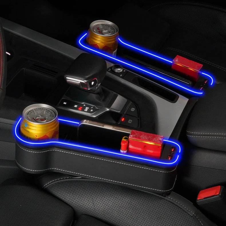 Car seat gap colorful atmosphere light storage box