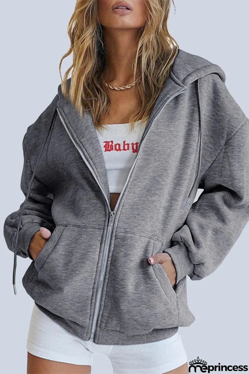 Casual Sportswear Solid Pocket Hooded Collar Outerwear