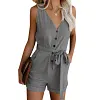 Women's V-neck High-waist Casual Jumpsuit