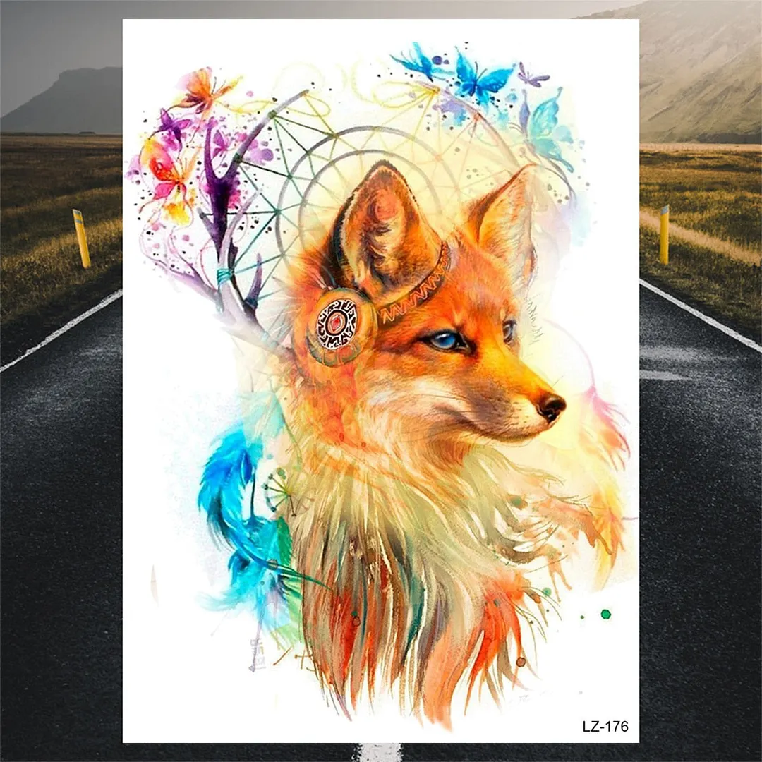 Large Lion Temporary Tattoos For Men Adults Realistic Totem Watercolor Tiger Fake Tattoo Sticker Chest Body Tatoos Waterproof