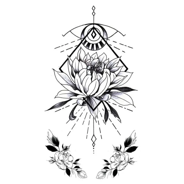 Waterproof Temporary Tattoo Stickers Butterfly Tiger Feather  Design Tattoo Children Black Body Art Fake Tattoos for Men Women