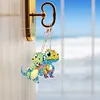 5PCS DIY Diamond Painting Double Sided Colorful Dinosaur Keychain Kit