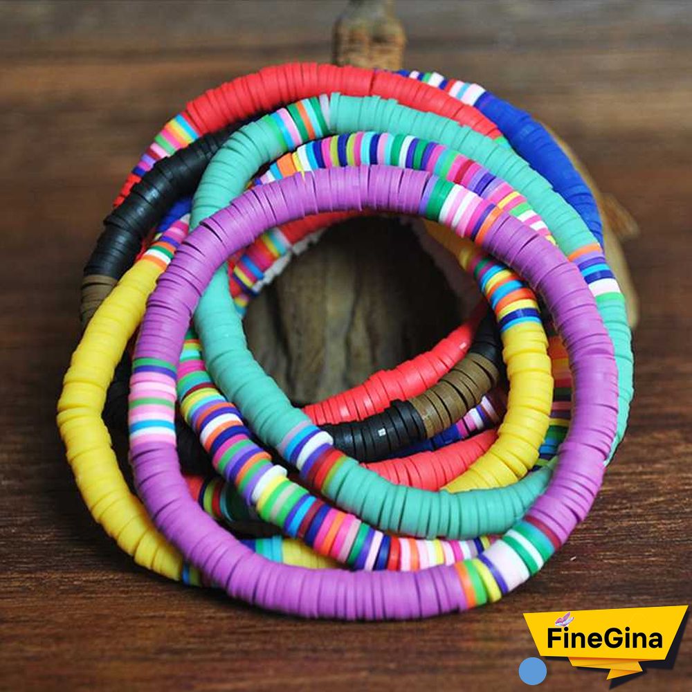 Recyclable Rainbow Colorful Polymer Clay Beads Bracelets Jewelry