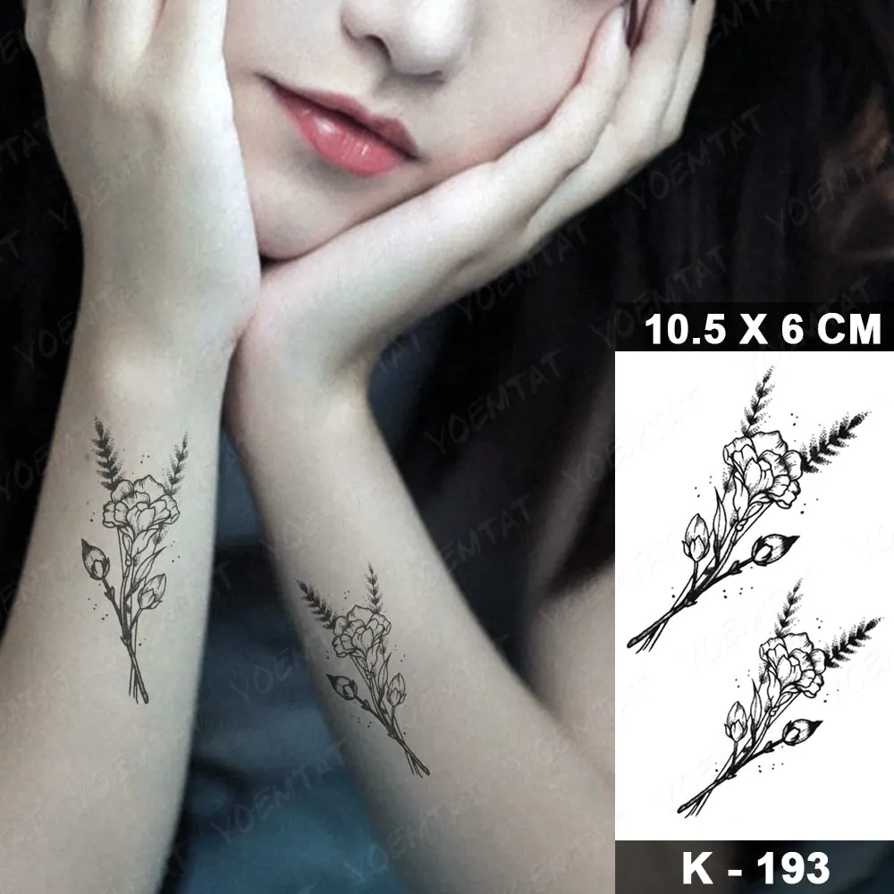 Waterproof Temporary Tattoo Sticker Black Point Line Sunflower Geometric Rose Flash Tatoo Fake Tatto For Body Art Women Men
