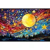 Stained Glass Moon Starry Sky-Full Embroidery 3 Strands 11CT Stamped Cross Stitch-60*40CM-Large Size