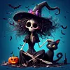 Halloween Skeleton Witch-Full Square Diamond Painting(35*35CM)