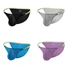 Sexy Hollow Bikini Briefs for Men Ice Silk Low Rise Bulge Pouch Underwear