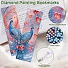 (US Local)8Pcs DIY Peacock Diamond Painting Art Bookmarks with Crystal Pendants for Gift