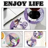 6Pcs/set Diamond Painting Gnome Coaster Cup Cushion with Rack Decor