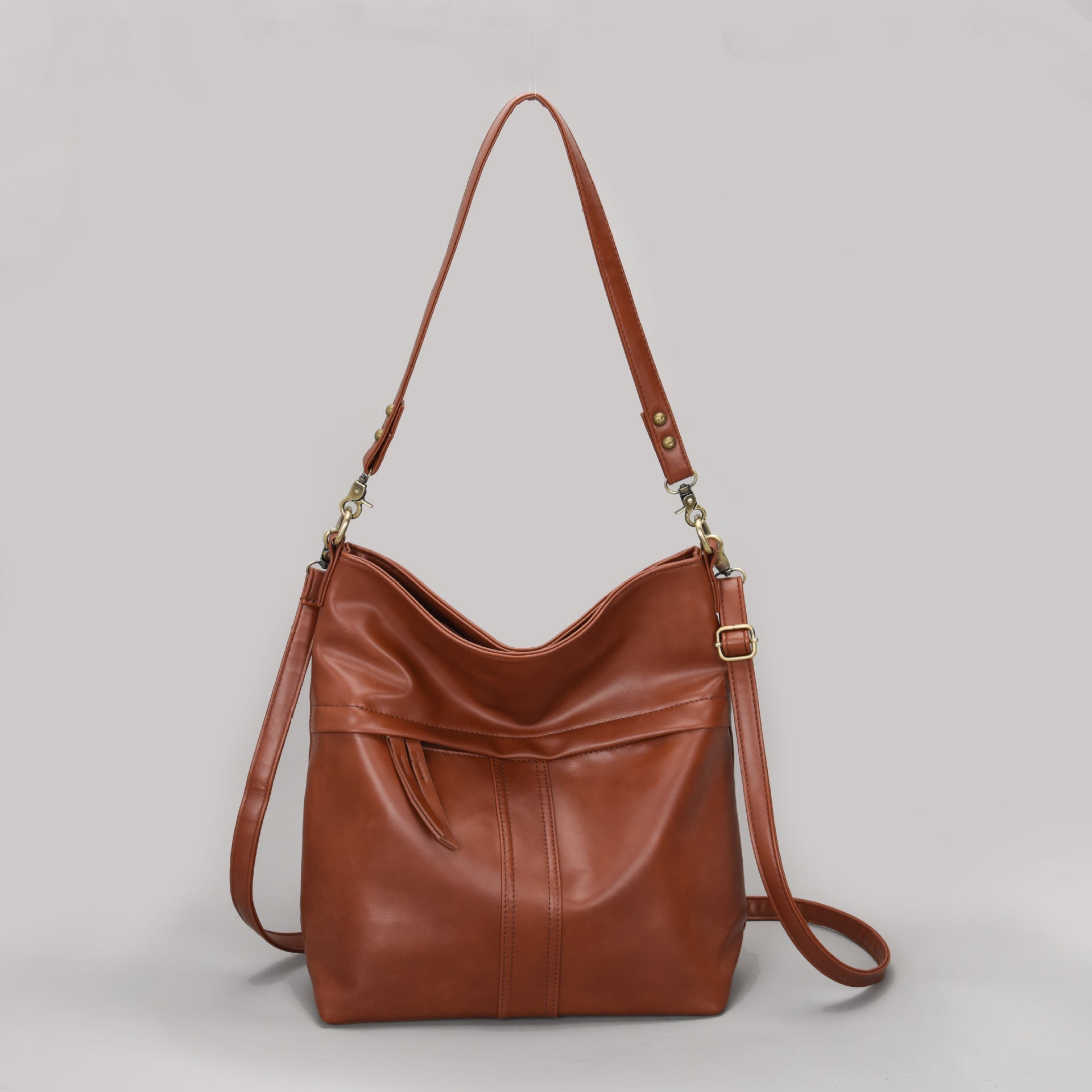 European and American style oil wax leather one-shoulder messenger bag fashion trend big bag trendy casual wear