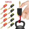 10Pcs 4mm Self-Locking Banana Plug Solder-Free 32A Gold-Plated Banana Connector