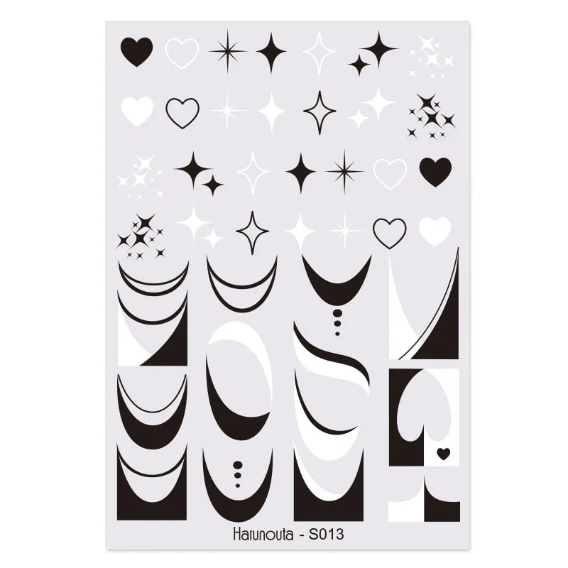 Harunouta Marble Blooming 3D Nail Sticker Decals Flower Leaves Transfer Water Sliders Abstract Geometric Lines Nail Watermark