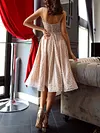Spaghetti-Neck Backless Polka-Dot Empire A-Line Party Midi Dress