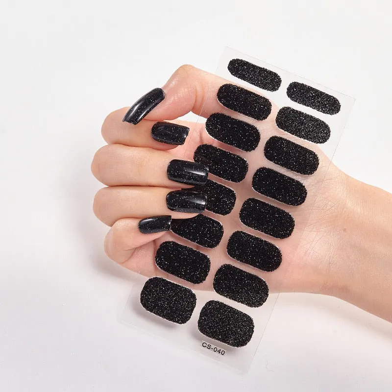 Nails Art Decoration Glitter Series Powder Sequins Decals Plain Stickers Nails Sticker Designer Nail Strips Women Nail Designs