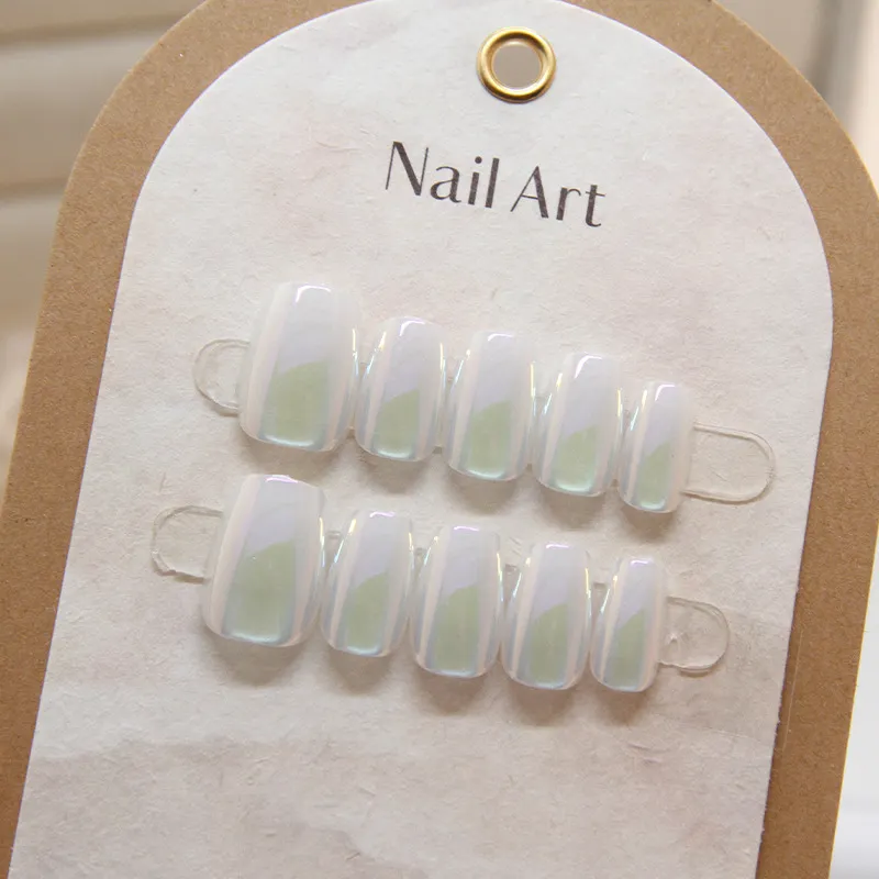 Churchf Churchf Cat's Eye White Moonlight Wear Nail Piece Removable Beauty Nail Piece Cat's Eye Nail Patch Clear Nail Piece Code