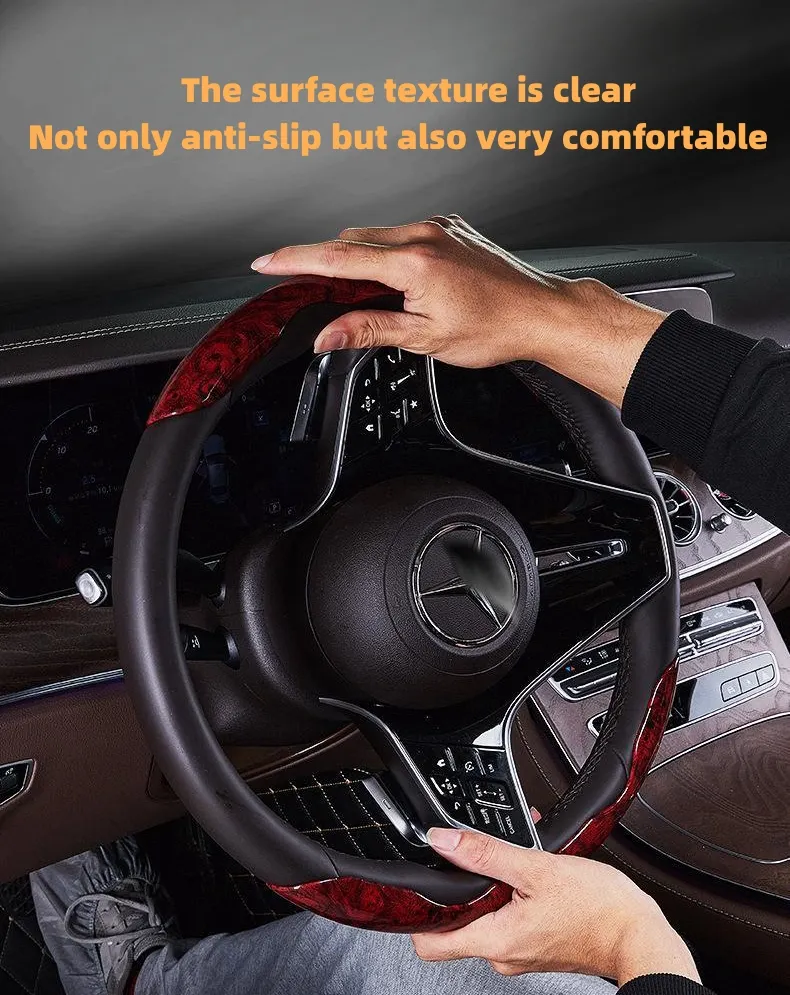 Car Peach Wood Steering Wheel Cover (2PCS)