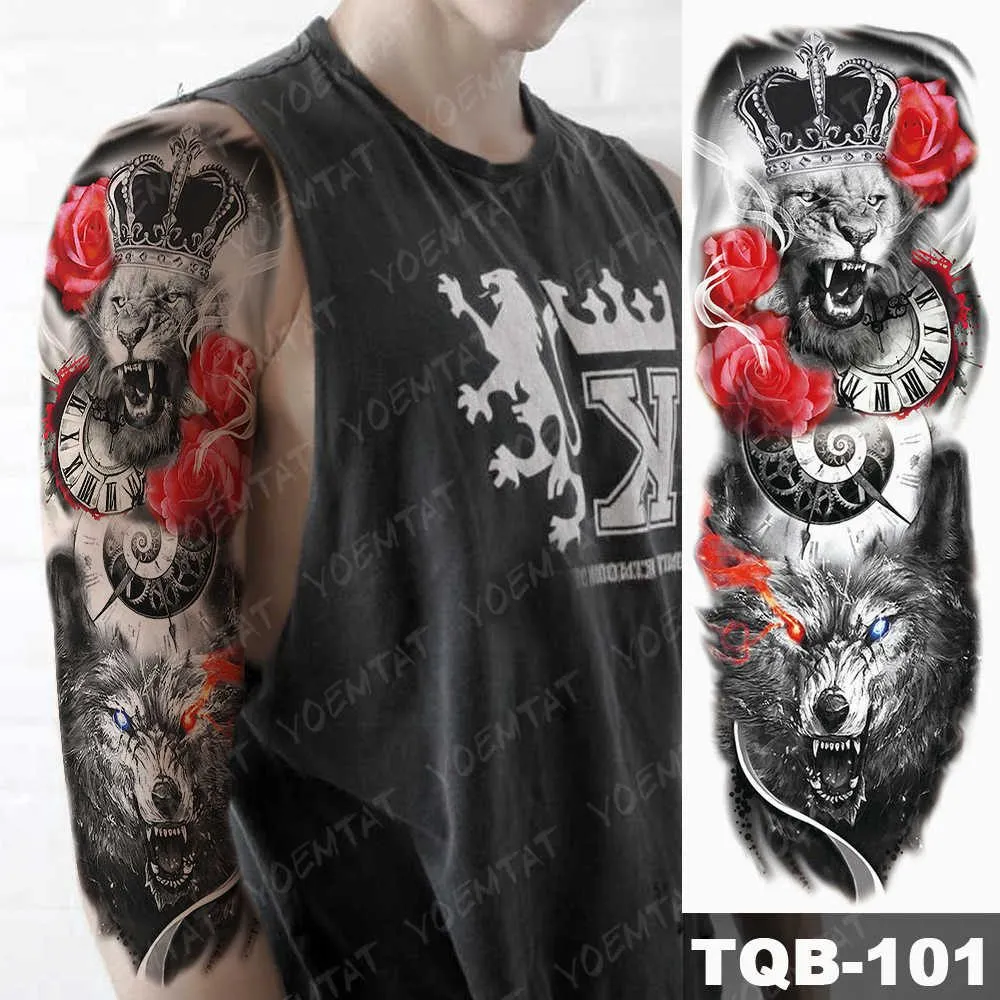 Large Arm Sleeve Tattoo Japan Samurai Waterproof Temporary Tatto Sticker Geisha Waist Leg Body Art Full Fake Tatoo Women Men