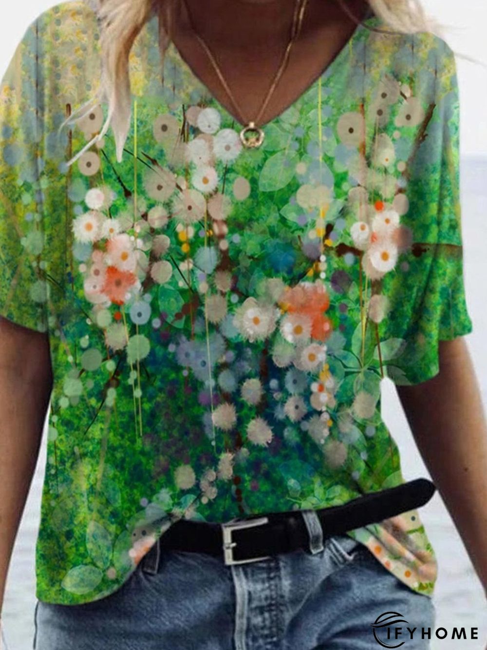 Printed Casual Short Sleeve Tops | IFYHOME