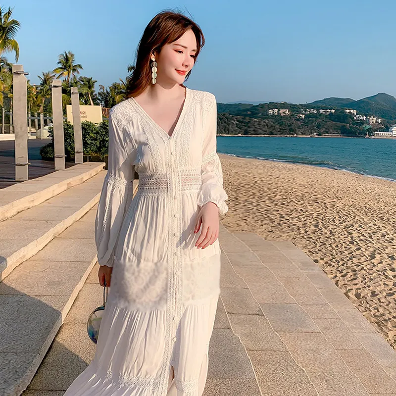 Churchf Churchf White Beach Dress Beach Holiday Dress Dress Super Fairy Sanya Wear Photo Clothes Female Summer