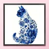 Blue And White Porcelain Cat-11CT Stamped/Counted Cross Stitch 40*40cm/15.75*15.75in