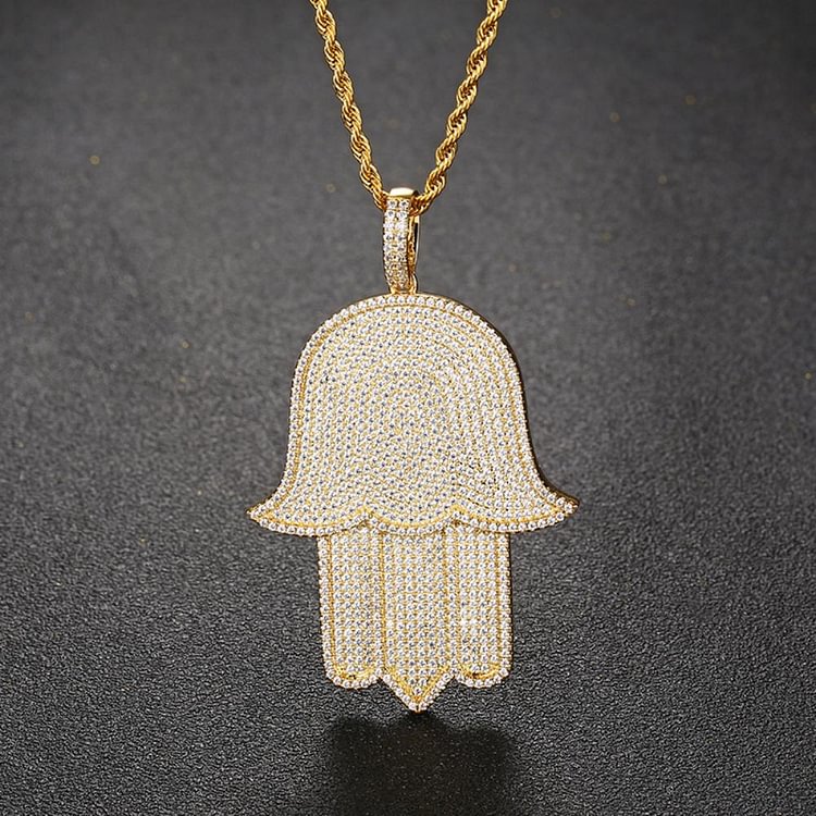 Iced Out TIMA's Hand Pendants Necklaces Hip Hop Bling Bling