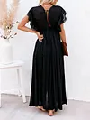 Short Sleeveless V-Back Drawstring Cover-Up Swimwear
