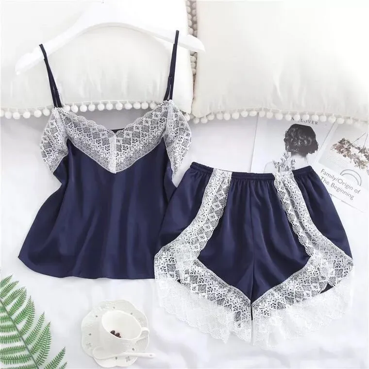 Churchf Explosion Pajamas Simulation Silk Two-Piece Pajamas Large-Size Home Underwear Pajamas Pajamas