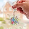 (US Local)6Pcs Acrylic Double Sided Dragonfly Diamond Painting Keychain for Bag Decor