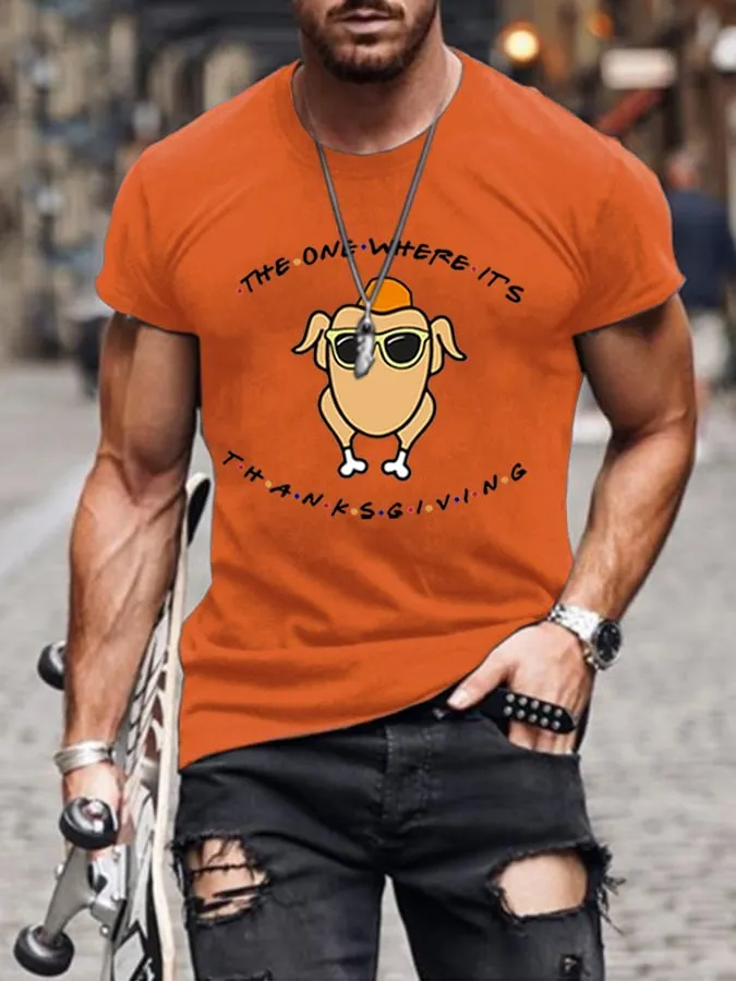Men'S The One Where It's Thanksgiving Print  T-Shirt 