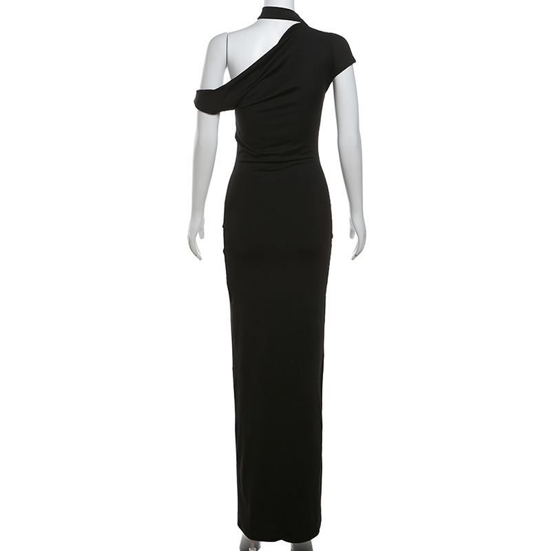 Ootddress Women's Off The Shoulder Elegant Slope O Neck Maxi Dress Sexy Short Sleeve High Waist Slim Fit Club Party Dress Femme 2025