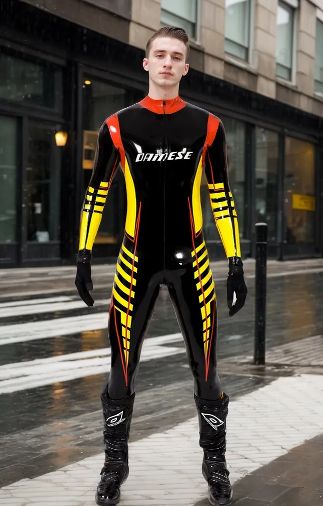 Men Latex Catsuits 'MotoGP' Biker Resemble Biker