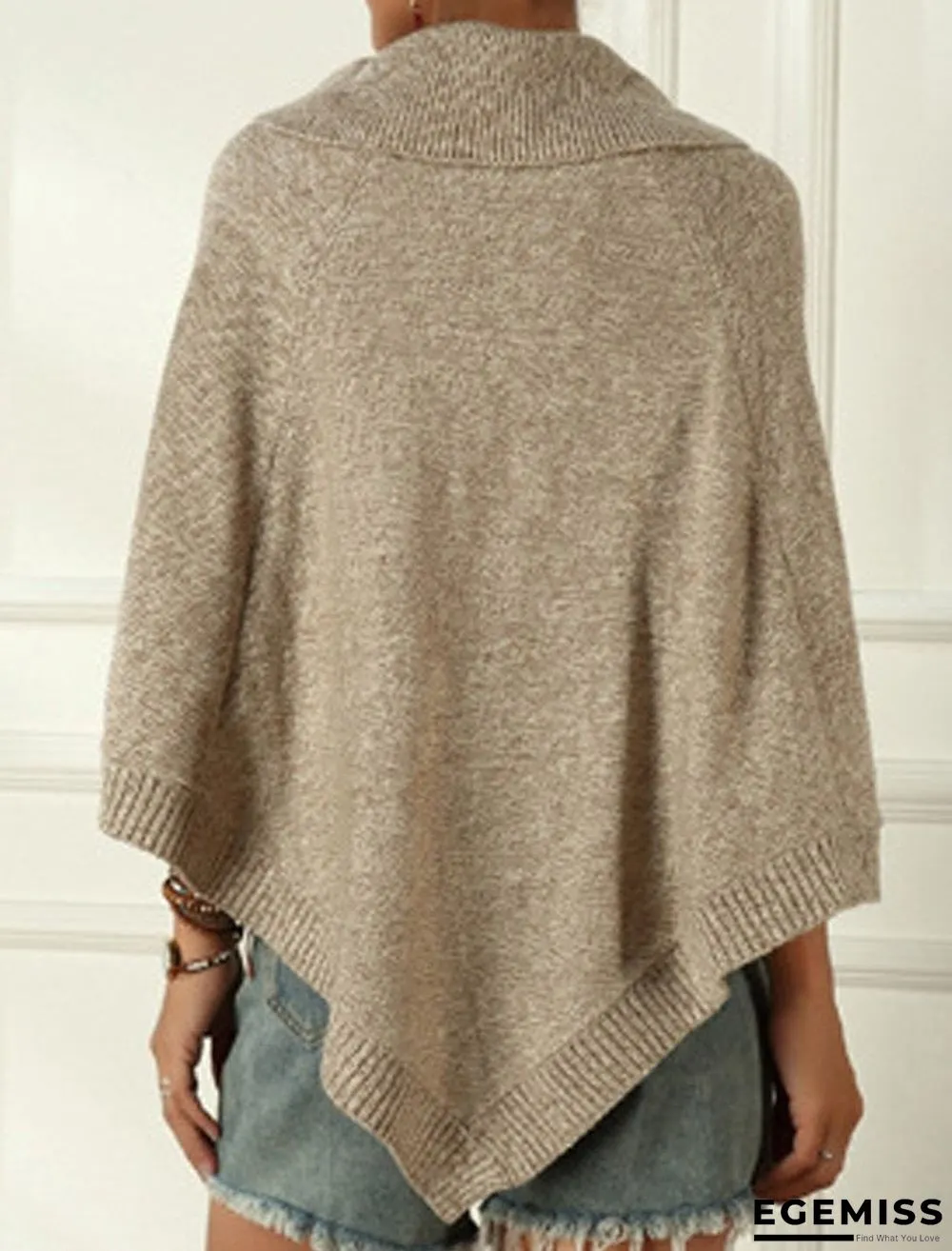 Casual Solid Color Lapel Irregular Loose Cloak Sweater | EGEMISS