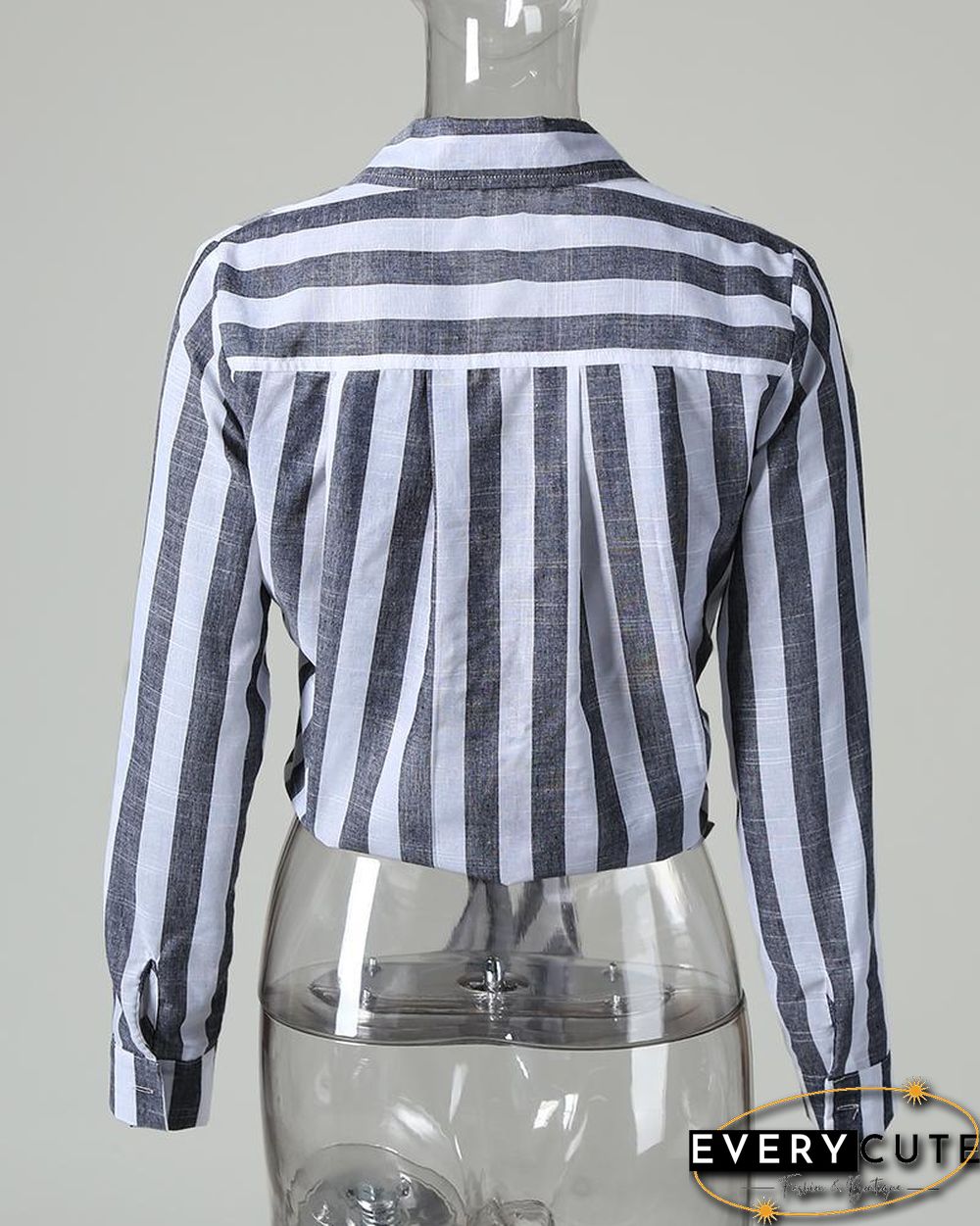 Striped Knotted Detail Pocket Blouse P15572