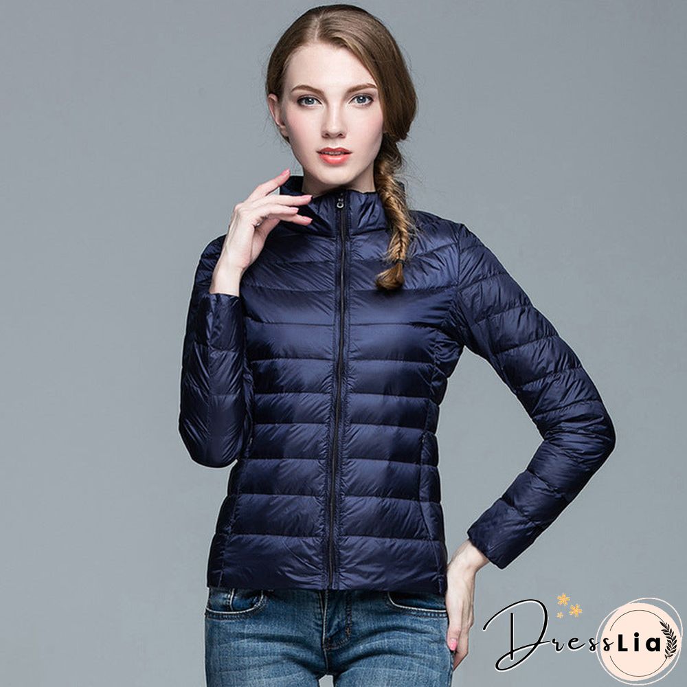 Autumn and Winter Light Down Jacket Women Stand Collar Short Coat