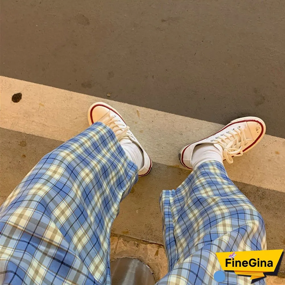 Women Sets Short Sleeve Printed Simple T-Shirts Plaid Straight Elastic Waist Pants Casual Loose Chic Korean Style Daily New 2Xl