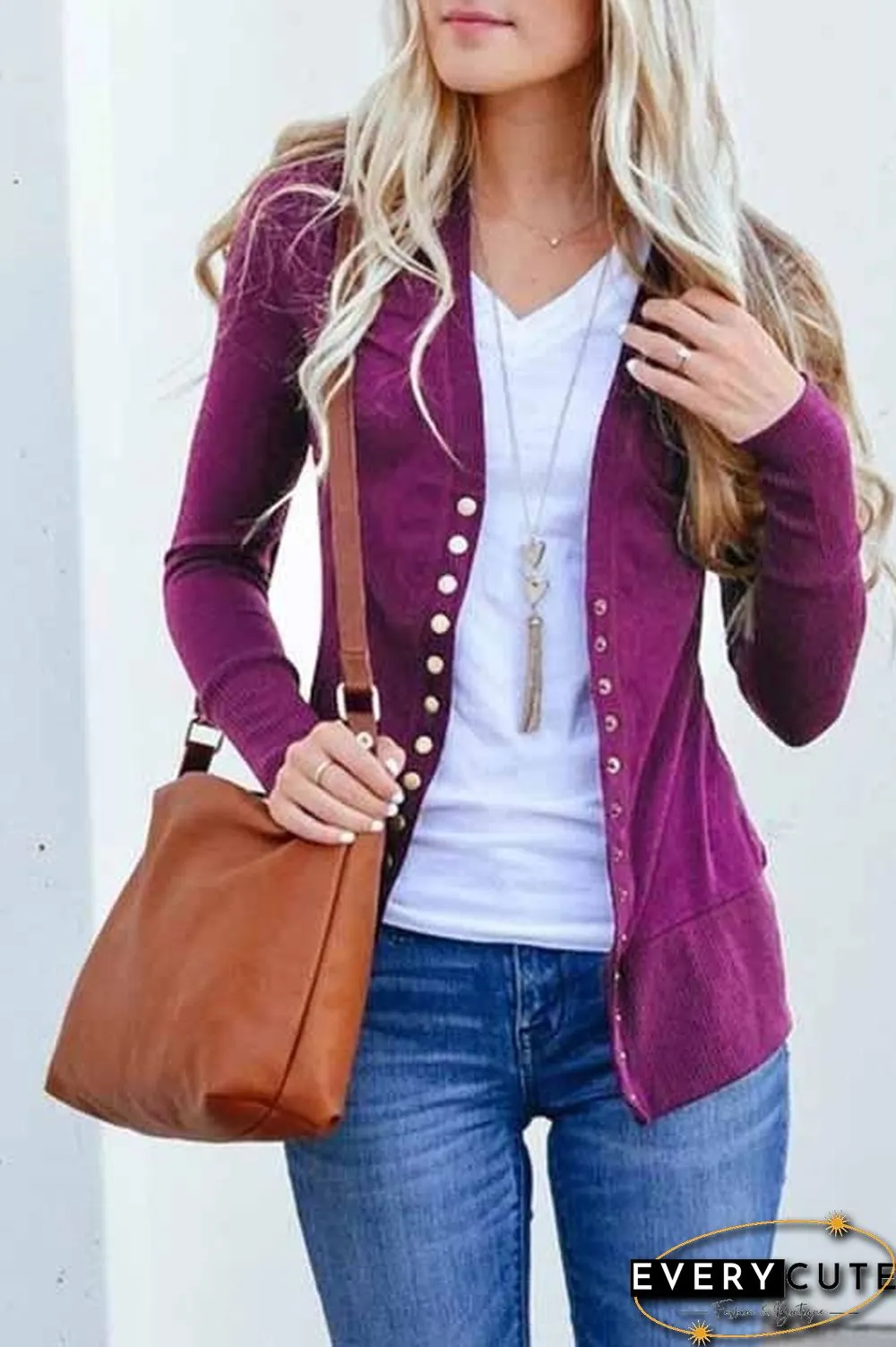 Long Sleeves Buttons Design Cardigan Tops(7 Colors)