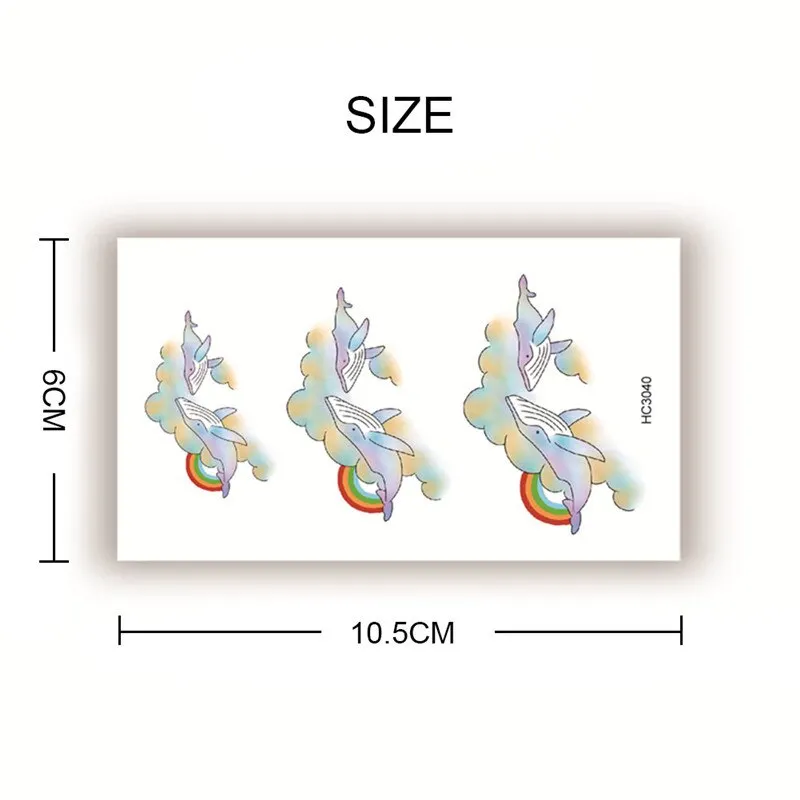 2pcs Geometric Planet Fashion Temporary Tattoo Sticker Cute Rainbow Rabbit Cat Colorful Arm Body Art Large Fake Tattoo Sticker
