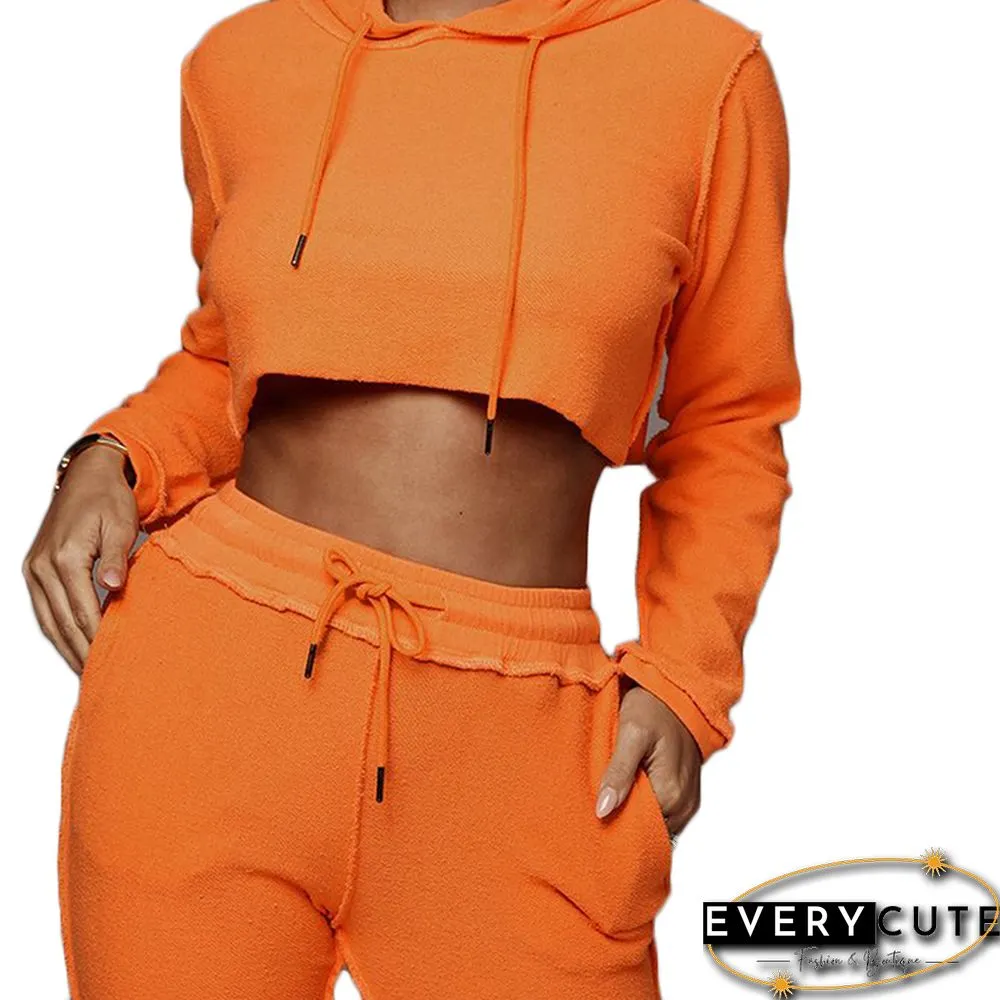 Orange Crop Hoodie with Pant Set