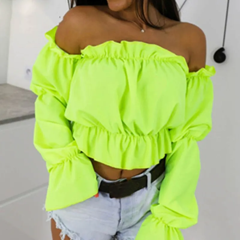 Churchf Churchf Hot Style Summer New One-Line Collar Strapless Lantern Sleeve Jacket