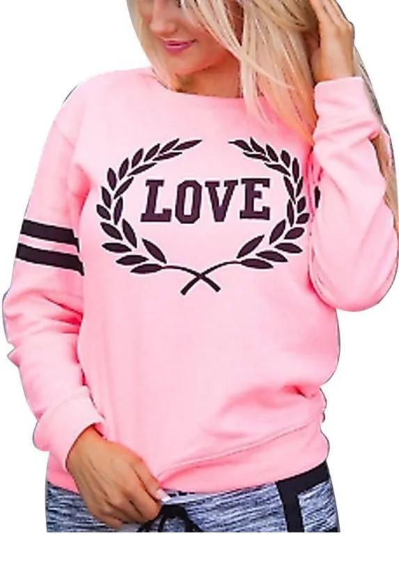 Round Neck Love Rainbow Long Sleeves Sweatshirt