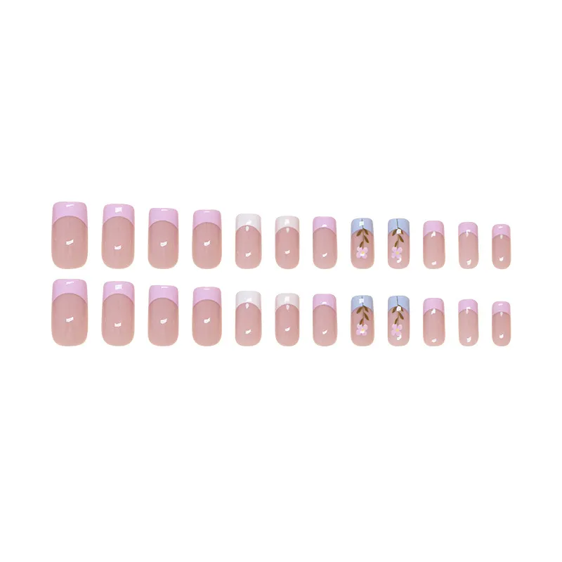 Churchf Churchf Nail Flowers Wear Nail Solid Color Removable Beauty Nail Piece Print Simple Nail Patch 24 Pieces