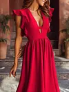Solid Color Flared Sleeves Maxi Dress