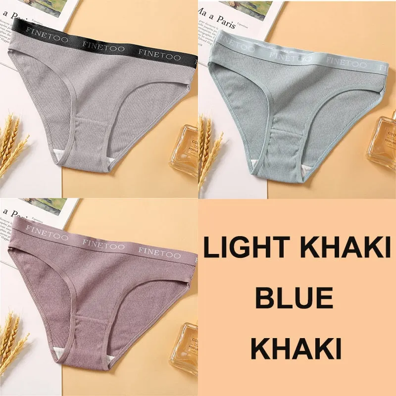 3PCS Women Cotton Underwear Panties Female Sexy Briefs Brand  Band Waist Pantys Set Solid Color Intimates Lingerie for Girl M-XL