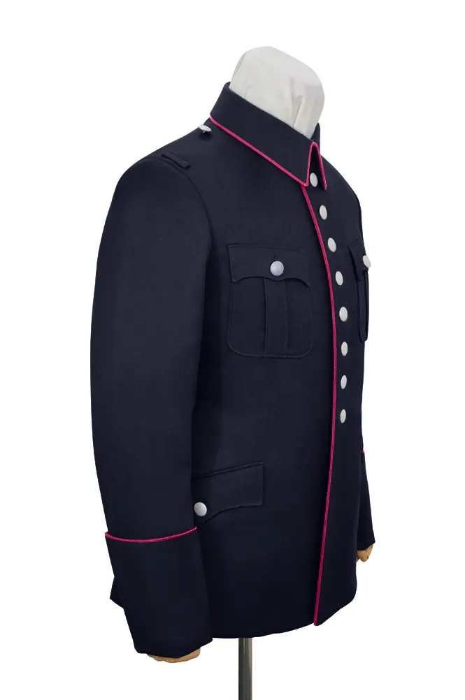   German Fire Police Navy Blue Gabardine Service Waffenrock Tunic With Pipe German-Uniform