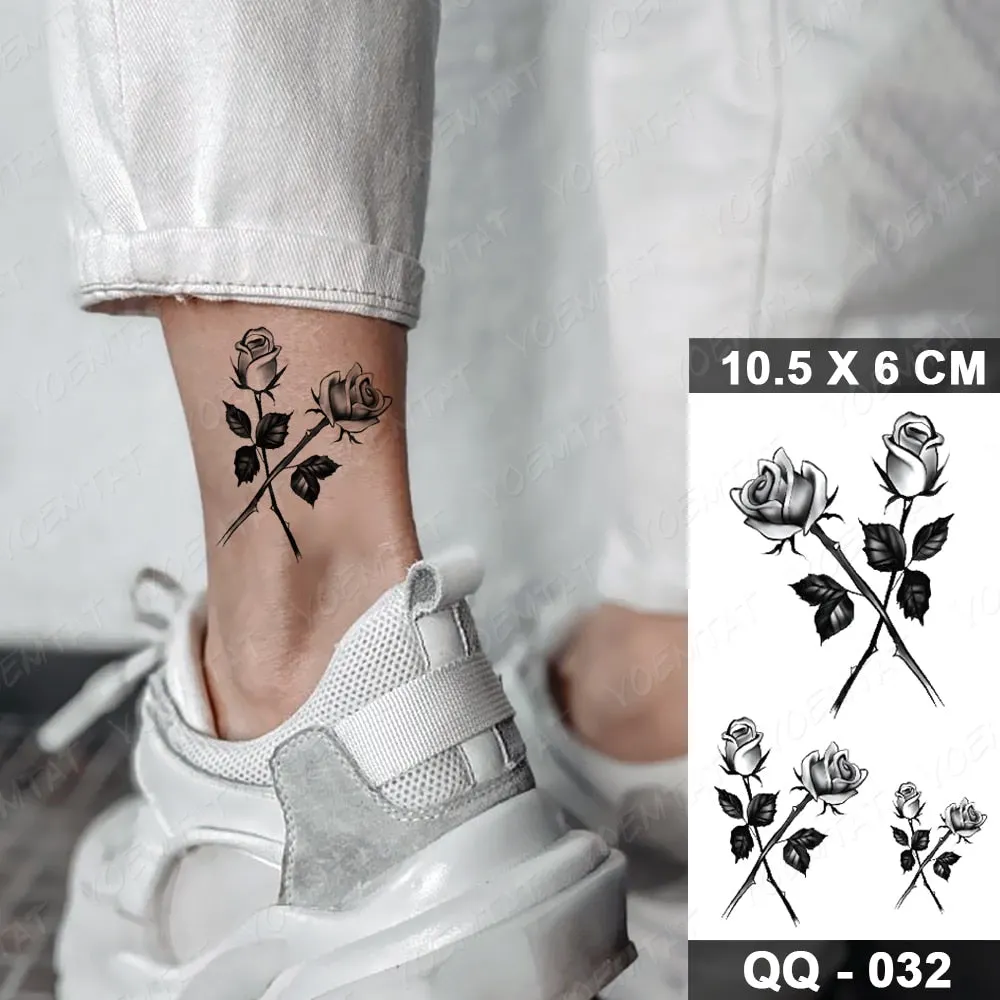 Waterproof Temporary Tattoo Sticker Small Lines Flowers Flash Tatoo Geometry Hand Arm Wrist Fake Tatto For Body Art Women Child