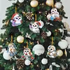 (US Local)6pcs Xmas Owl  DIY Diamond Painting Art Pendant Wall Door Decoration
