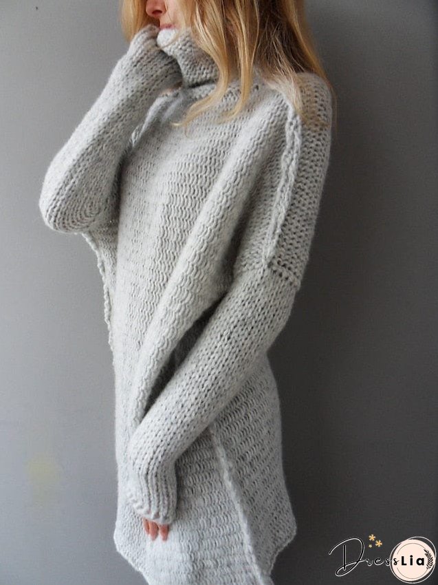 Cozy Crochet Knit Turtleneck Sweater for Women