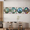 (US Local)4pcs/set Stained Glass-18CT Stamped Cross Stitch Kit(20x20cm)