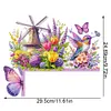 Windmills Flowers Birds 5D DIY Wooden Diamond Painting Door Topper (Left)