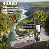 40x60 Adult High Definition Monocular, High Power BAK-4 Prism and FMC Lens Monocular for Smartphone, Suitable for Bird Watching/Wildlife/Hunting/Hiking..